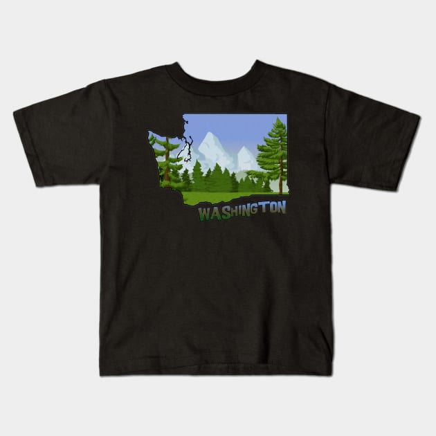 Washington State Outline Kids T-Shirt by gorff